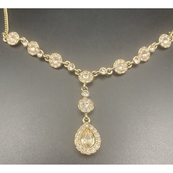 Givenchy Jewelry - NWT Givenchy Necklace Champagne Crystal Y-Drop Muted Gold Tone 16+3" Bride Prom